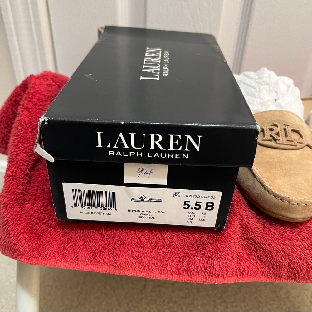 Lauren Ralph Lauren Black Shoe Box with Tan Suede Slipper